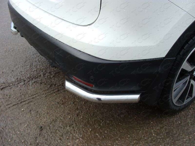 Защита заднего бампера уголки 60 мм ТСС для Nissan Qashqai 2014-2021
