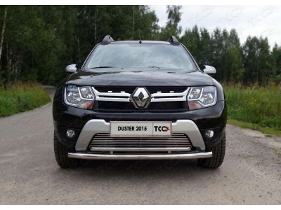 Защита передняя двойная 60/42 мм ТСС для Renault Duster 2015-2021