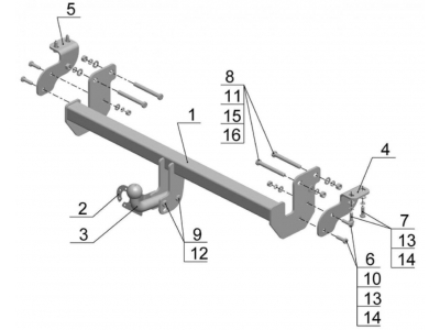 Фаркоп Avtos для Mitsubishi ASX 2010-2013