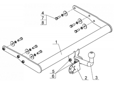Фаркоп Avtos для Volkswagen Caravelle/Multivan/Transporter 2003-2015