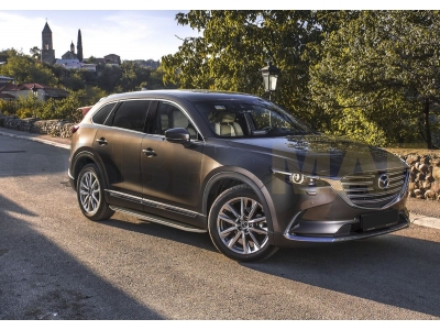 Пороги алюминиевые Rival Premium для Mazda CX-9 2017-2021