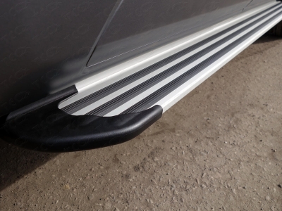 Пороги алюминиевые Slim Line Silver ТСС для Ford Explorer 2011-2015