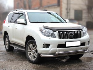 Защита переднего бампера d-76+60 (длинная) для Toyota Land Cruiser Prado 150 2009-2013 LCPR10_1.7