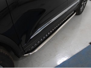 Пороги с площадкой алюминиевый лист 75х42 мм для Chery Tiggo 8 № CHERTIG820-28