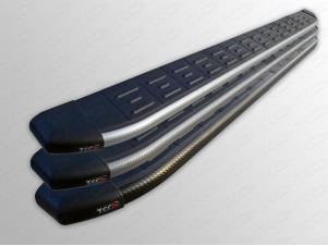 Пороги алюминиевые ТСС с накладкой для Toyota Hilux № TOYHILUX12-11AL