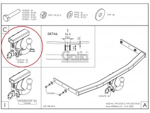 ТСУ Фаркоп оцинкованный Galia шар C съемный для Volkswagen Golf 5/6/Golf Plus/Audi A3 № A038C