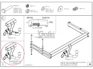 ТСУ Фаркоп оцинкованный Galia шар A для Audi A4/A4 Allroad/A5 № A047A