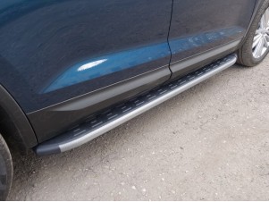 Пороги алюминиевые ТСС с накладкой серые для Skoda Kodiaq № SKOKOD17-11GR
