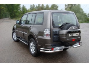 Защита задняя двойные уголки 76-42 мм для Mitsubishi Pajero 4 № MITPAJ413-09