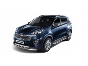 Защита порогов с алюм. площадкой d=51 мм (НПС) для Kia Sportage 2016-2022 №06040202